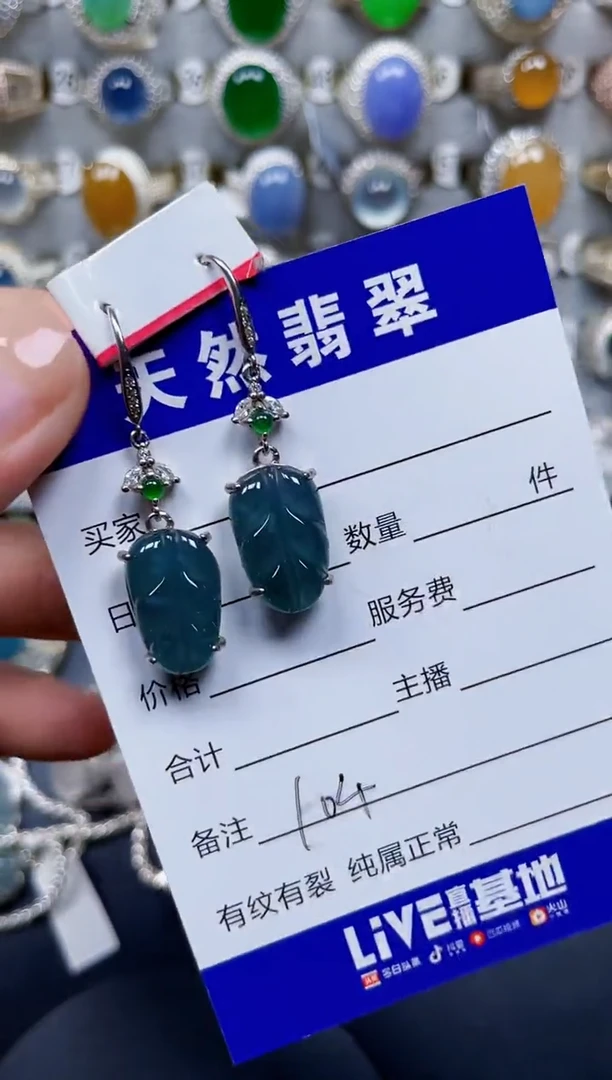 银S925镶嵌翡翠耳饰104