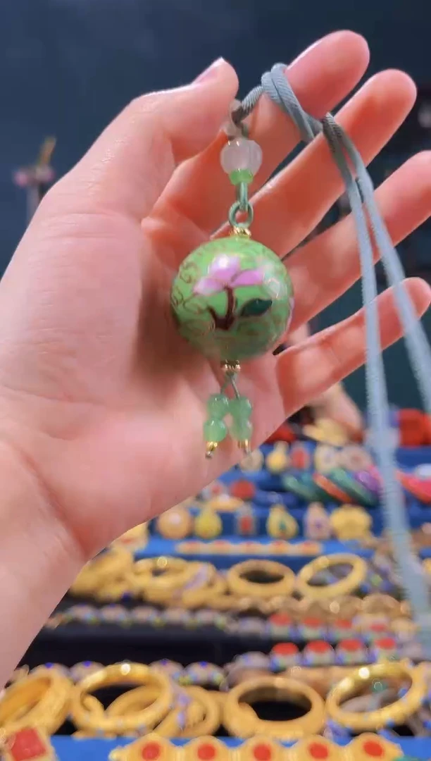 【闪购商品】景泰蓝3.0大珠项链浅绿色