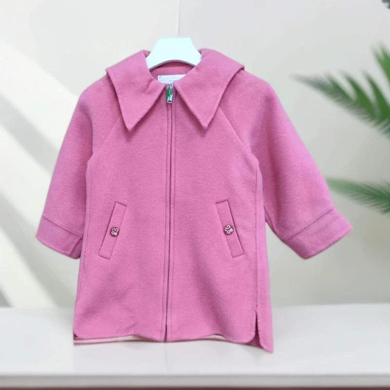 儿童甜美风海军领双面绒羊毛外套T032(二楼)