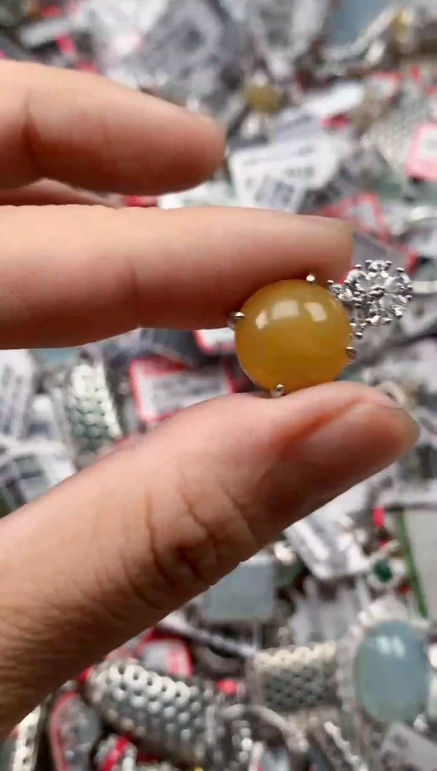 银S925镶嵌戒指翡翠天然A货缅甸翡翠