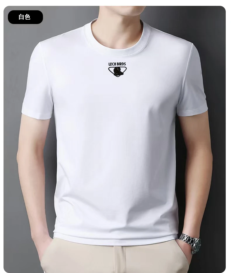 中胸倒三角金属鸟半袖时尚休闲简约百搭