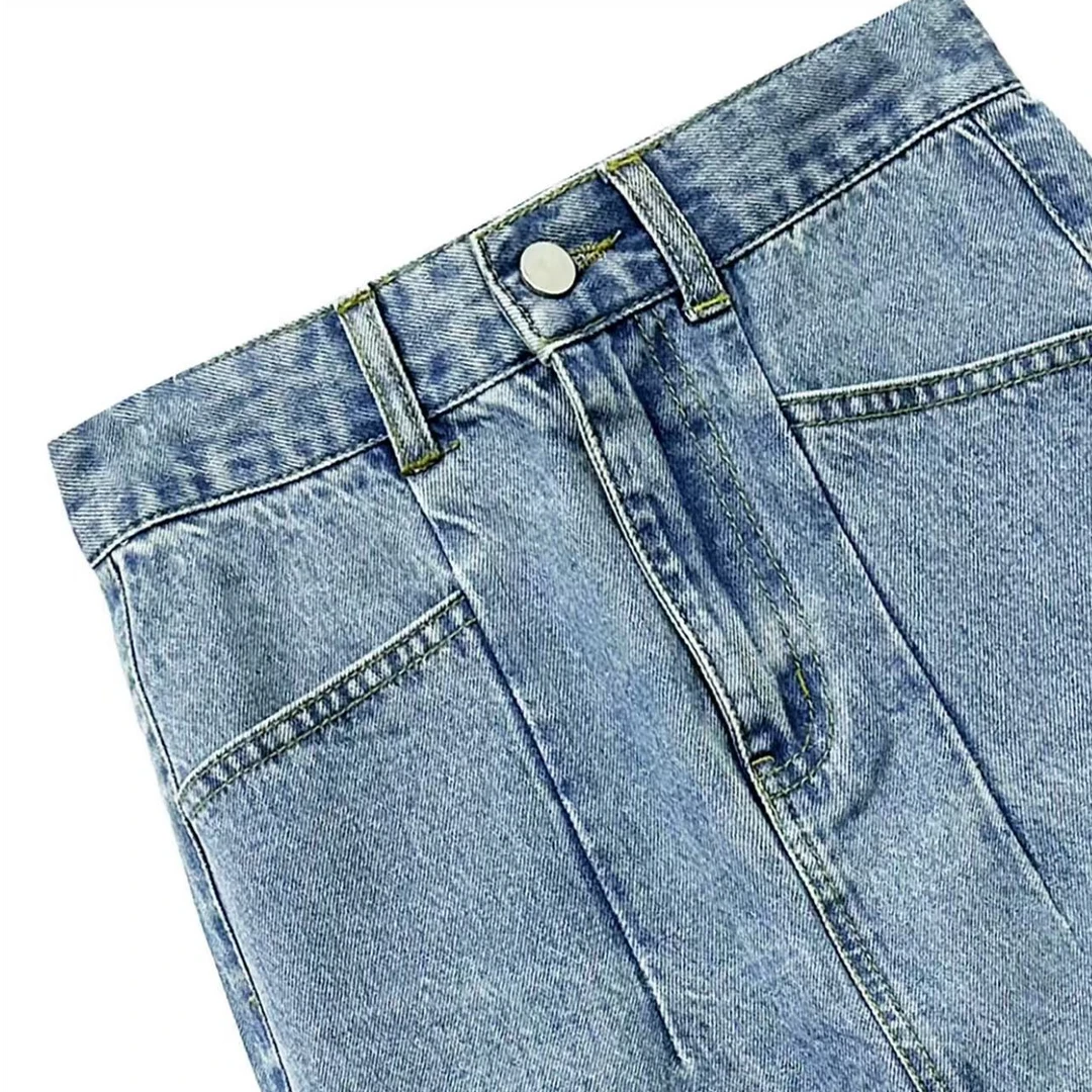 夏季女士设计感毛边牛仔短裙Q1612