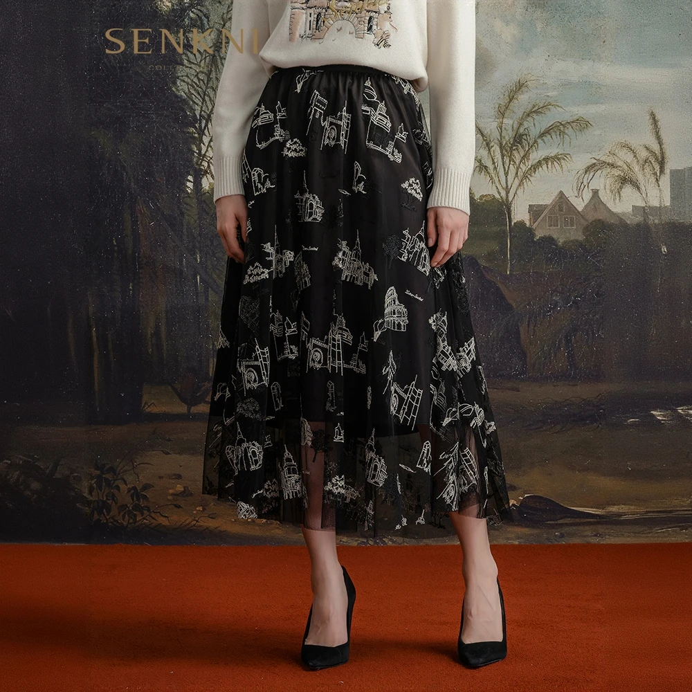 圣可尼冬新款原创纹案重工刺绣伞裙S760201LG