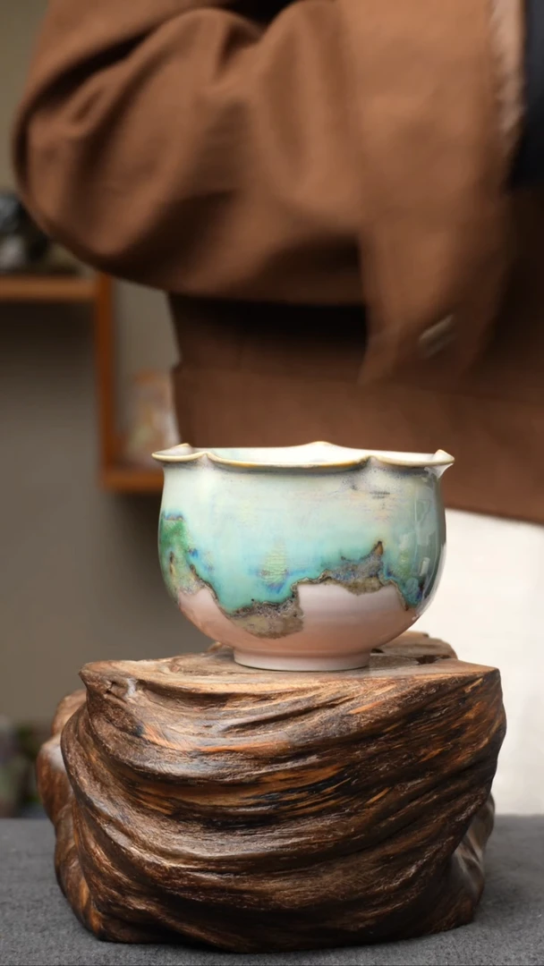 杯子387景德镇手创颜色釉杯（食品级）带冰裂纹