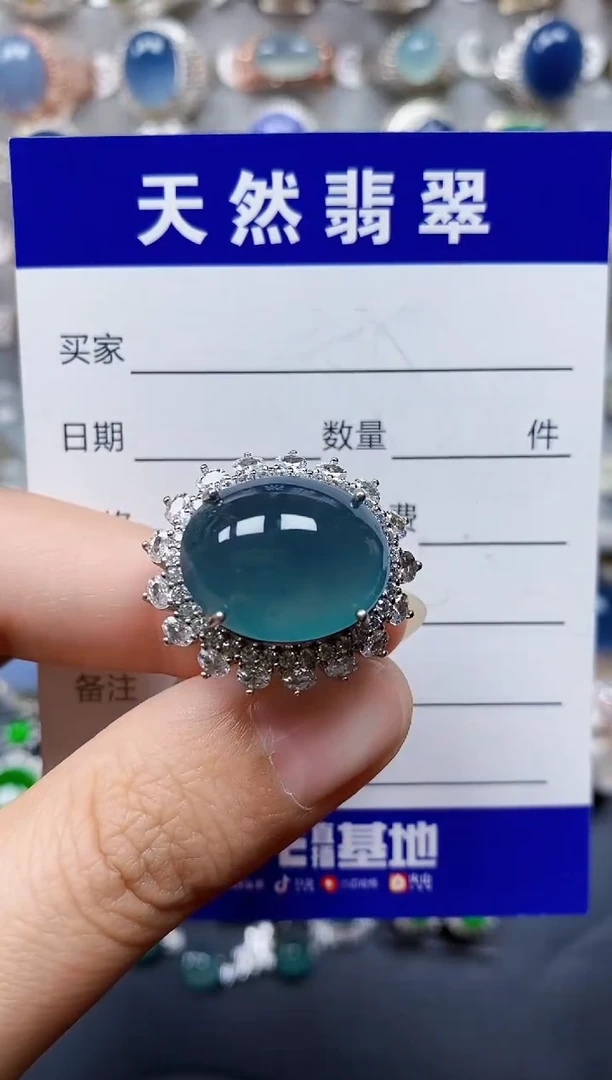 翡翠戒指银S925镶嵌108