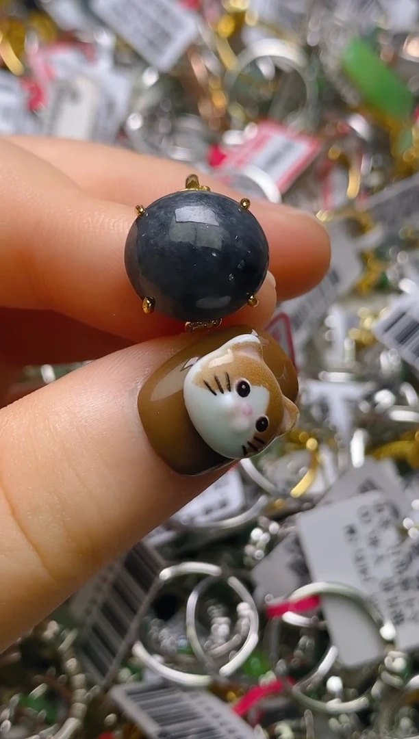 银S925镶嵌戒指翡翠百内无证书