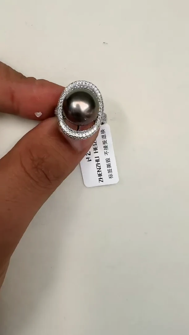银S925镶嵌戒指海水珍珠戒指