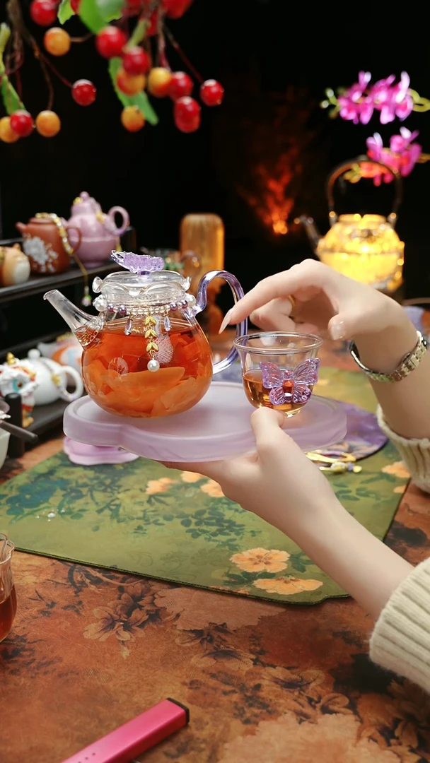 【闪购商品】紫色壶承+茶壶+链子+杯子