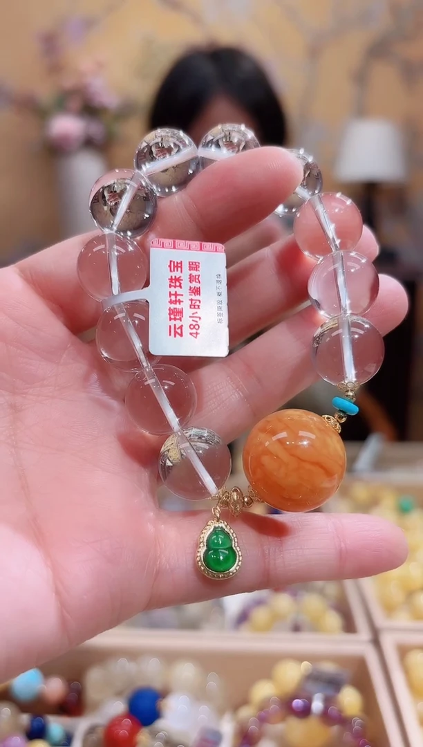 手链蜜蜡18K金镶嵌19.6咪蜜蜡焦糖球设计款