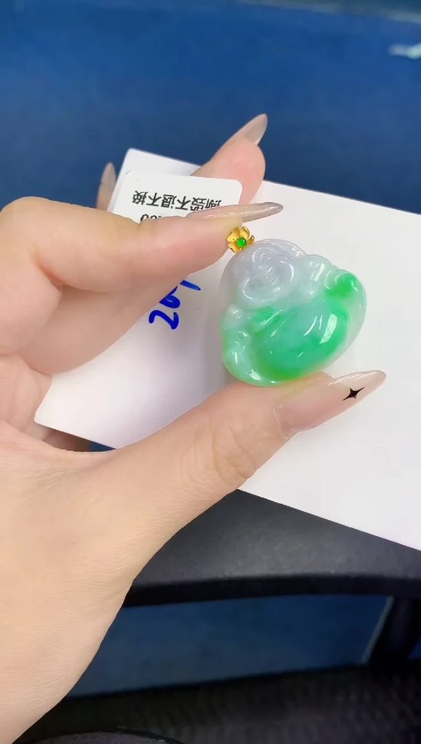 颈饰18K金镶嵌翡翠缅甸天然翡翠A货