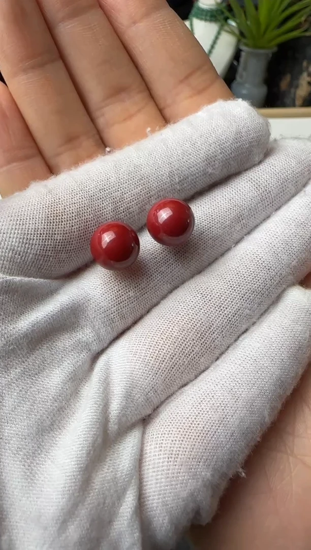 【闪购商品】玛瑙/玉髓耳钉未镶嵌朱砂
