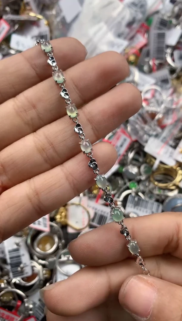 银S925镶嵌戒指翡翠5555----9