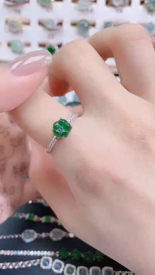 银S925镶嵌戒指翡翠天然翡翠