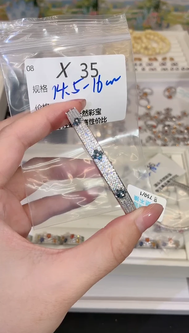 手镯蓝宝石银S925镶嵌多样性发一X35