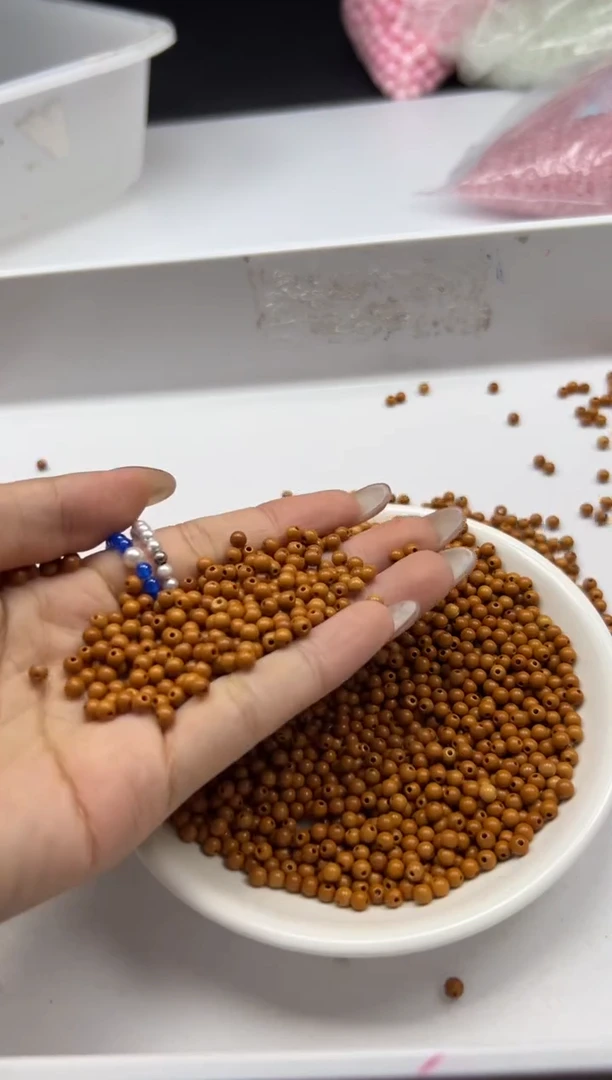 檀香木散珠W676橄榄核圆珠3.5mm*50颗