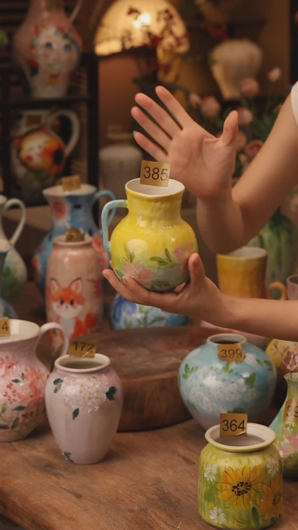 陶瓷385景德镇设计师手作花器摆件侘寂风