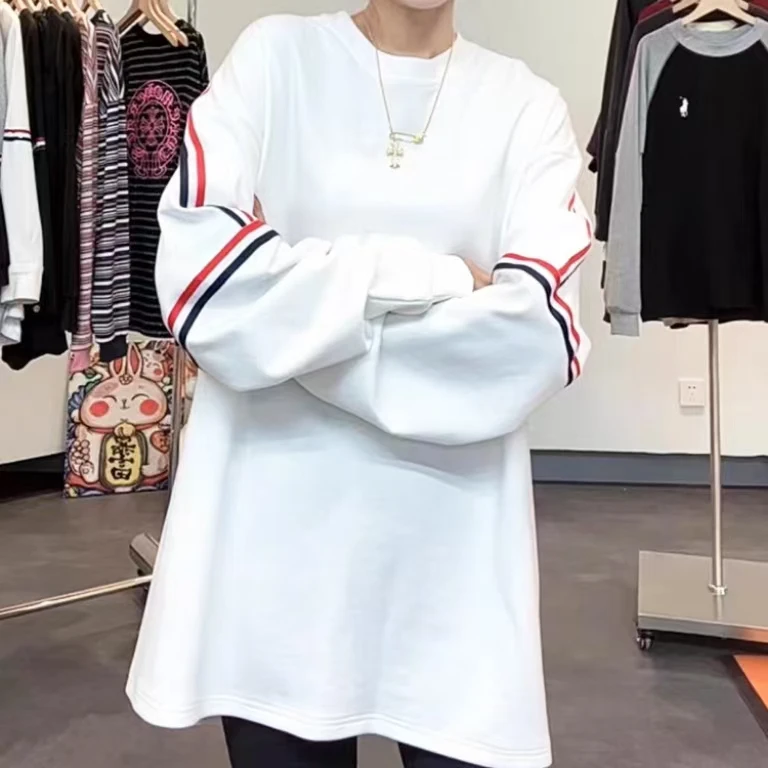 三色趴条宽松大T女 大码显瘦长袖时尚休闲百搭韩版潮流