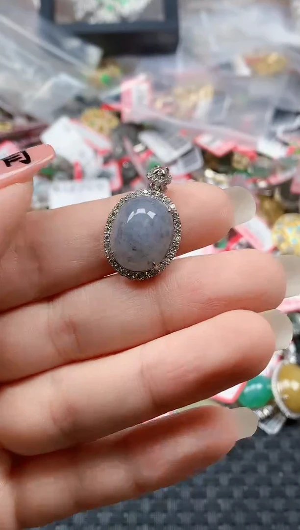 银S925镶嵌戒指翡翠天然A货缅甸翡翠