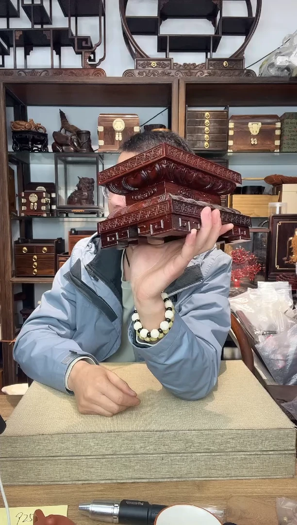 乌木类书架285花梨木底座20*13   瑕疵