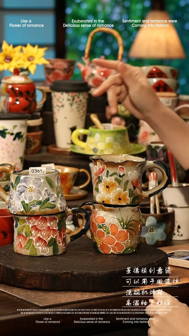 陶瓷仓库随机一个景德镇高温釉下彩手工手绘款式@A0361@