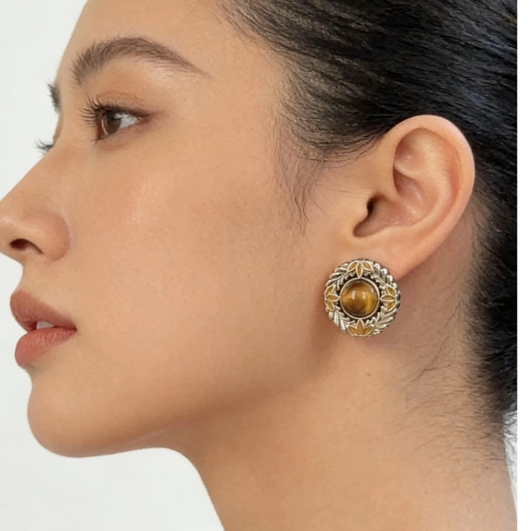 铜合金合成锆石耳饰 铜合金时尚饰品耳饰 V144通用