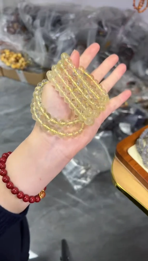 【闪购商品】水晶手链未镶嵌柠檬黄水晶圆珠手链[3812]