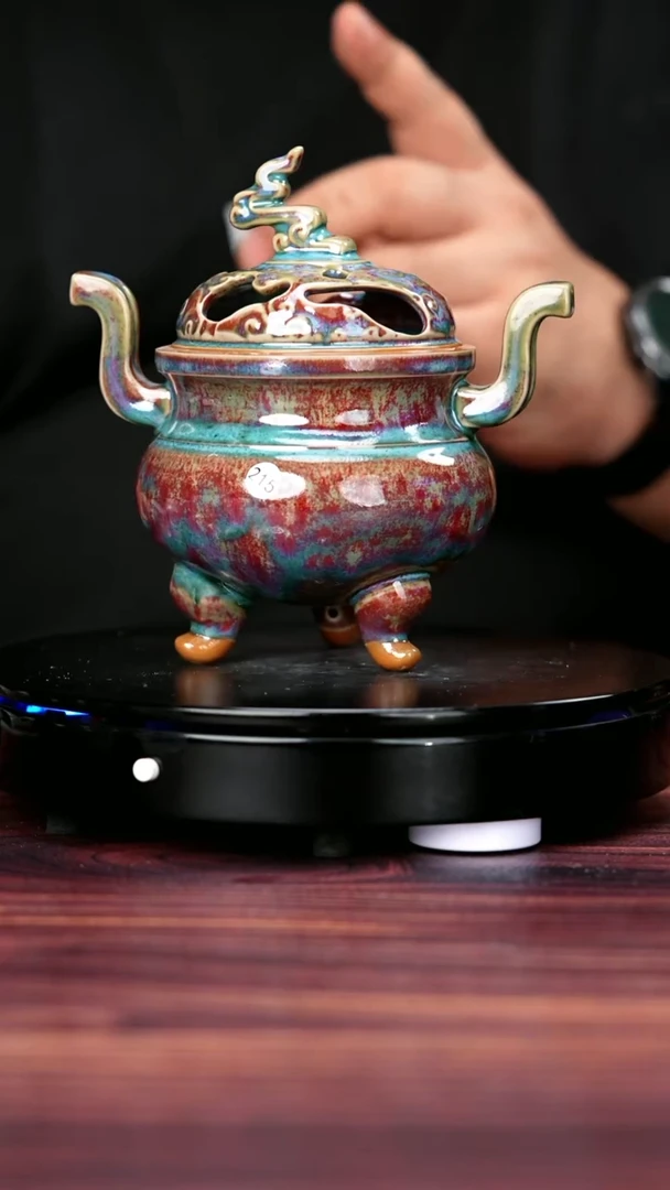 其他215#盼龙窑一级品原矿钧瓷大祥云香炉