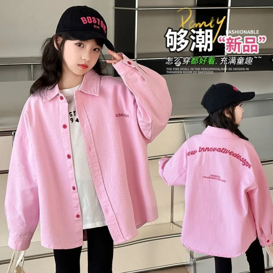 女童秋季新款衬衫洋气翻领女宝宝衬衣百搭韩版外套