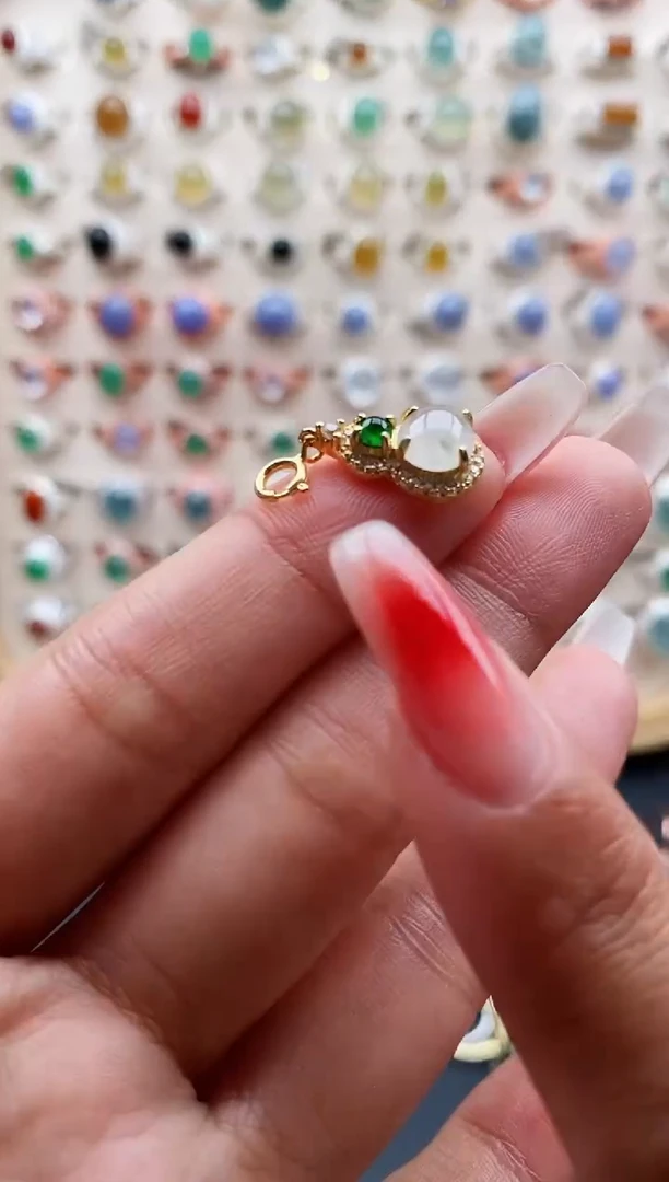 【闪购商品】翡翠戒指银S925镶嵌缅甸天然A货翡翠111 1+8