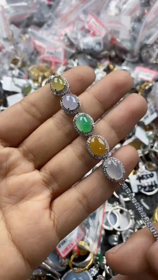 银S925镶嵌戒指翡翠10                 5