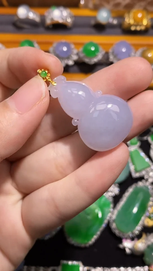 翡翠18K金镶嵌吊坠(不含链)翡翠