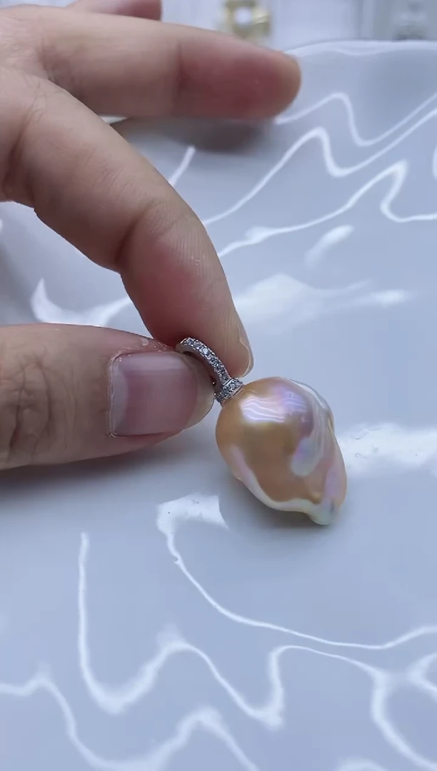 吊坠(不含链)银S925镶嵌淡水珍珠吊坠