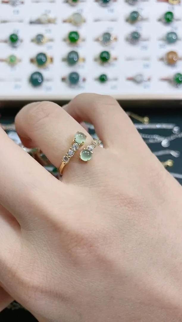 翡翠戒指银S925镶嵌天然翡翠