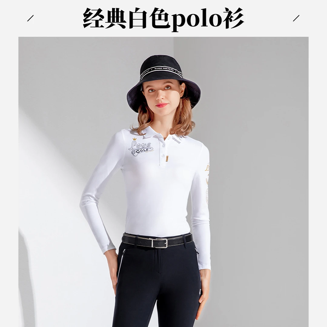 秋夏女款高尔夫时尚翻领长袖修身运动时尚高尔夫服装女款