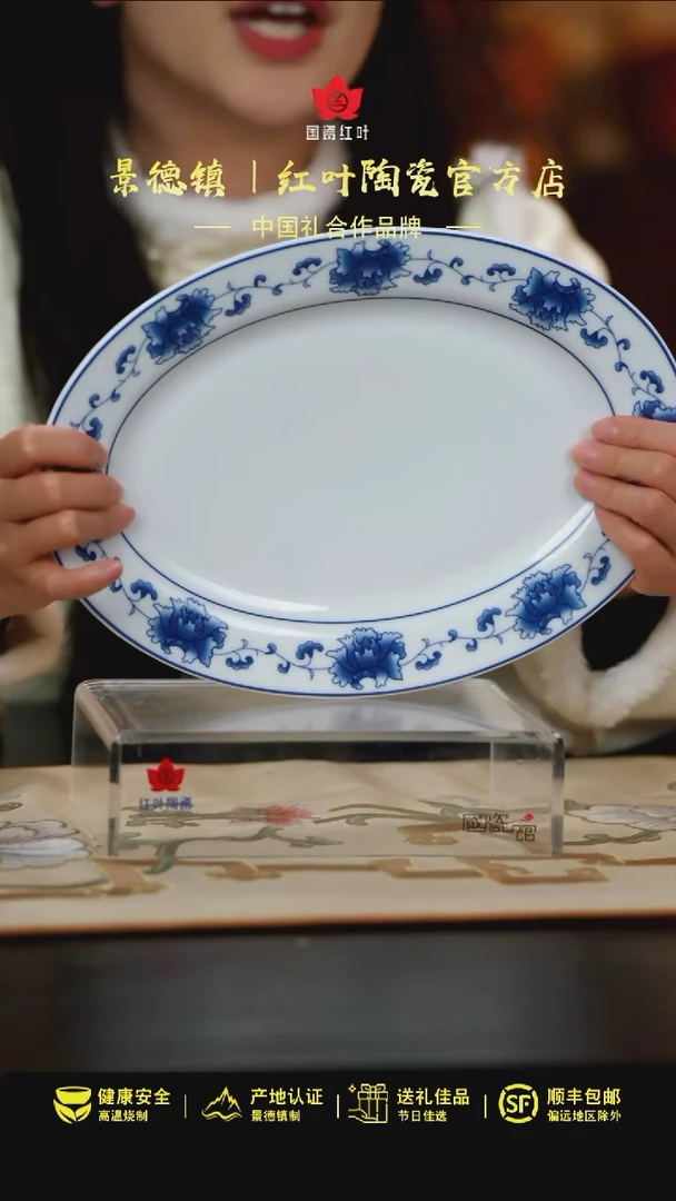 【闪购商品】1个微瑕满汉全席12英寸鱼盘