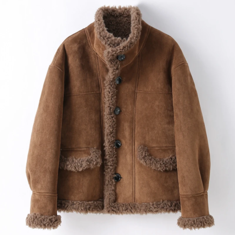 张妍LUNA小立领单排纽扣大口袋百搭外套T-8908