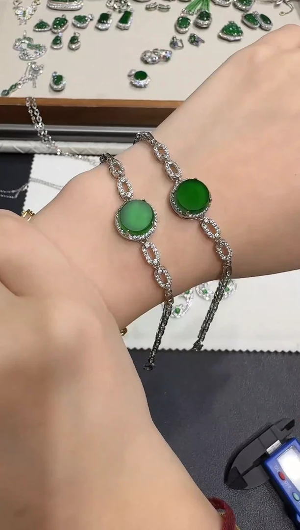 银S925镶嵌手链翡翠X1007-886-187多样性一件