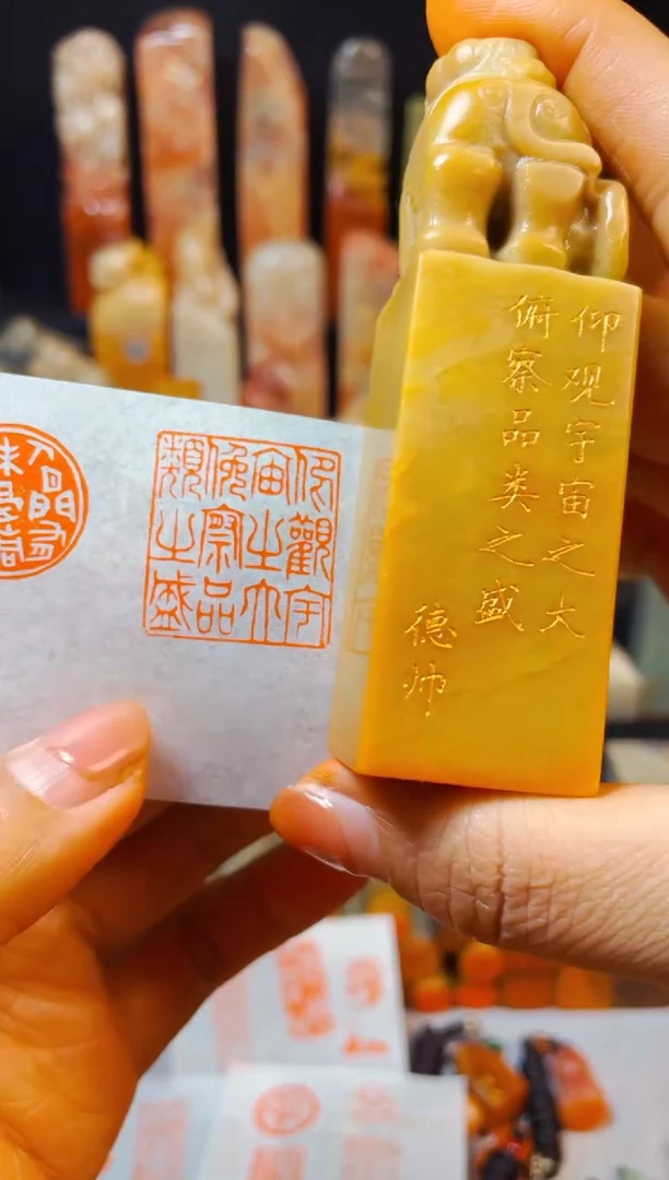 【闪购商品】青田石印石手工篆刻《仰观宇宙之大...》