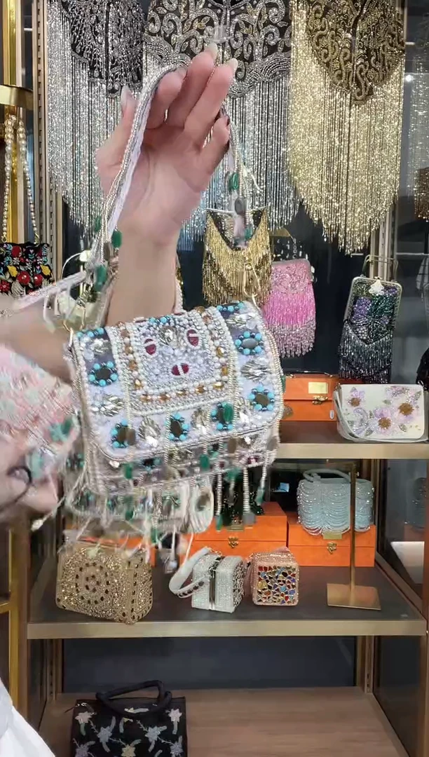 织物珠韵恒泽重工串珠手提包