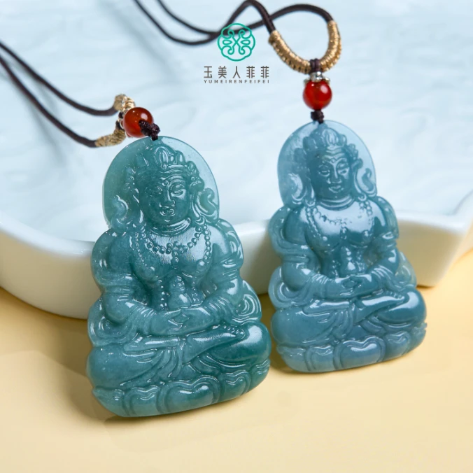 石惑珠宝/翡翠吊坠-蓝水度母配绳50*34mm-多样性发一