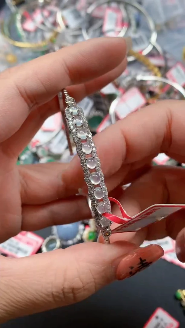 银S925镶嵌戒指翡翠天然A货缅甸翡翠