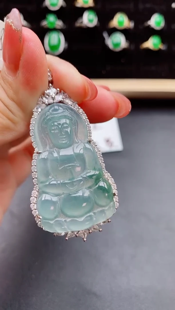 【闪购商品】翡翠吊坠(赠链)银S925镶嵌05800