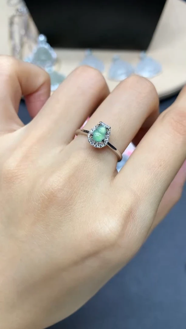 【闪购商品】翡翠戒指银S925镶嵌葫芦【多样性发其一】