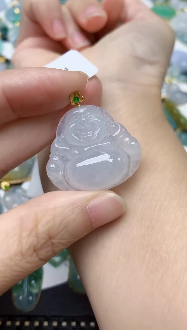 颈饰18K金镶嵌翡翠天然缅甸A货翡翠