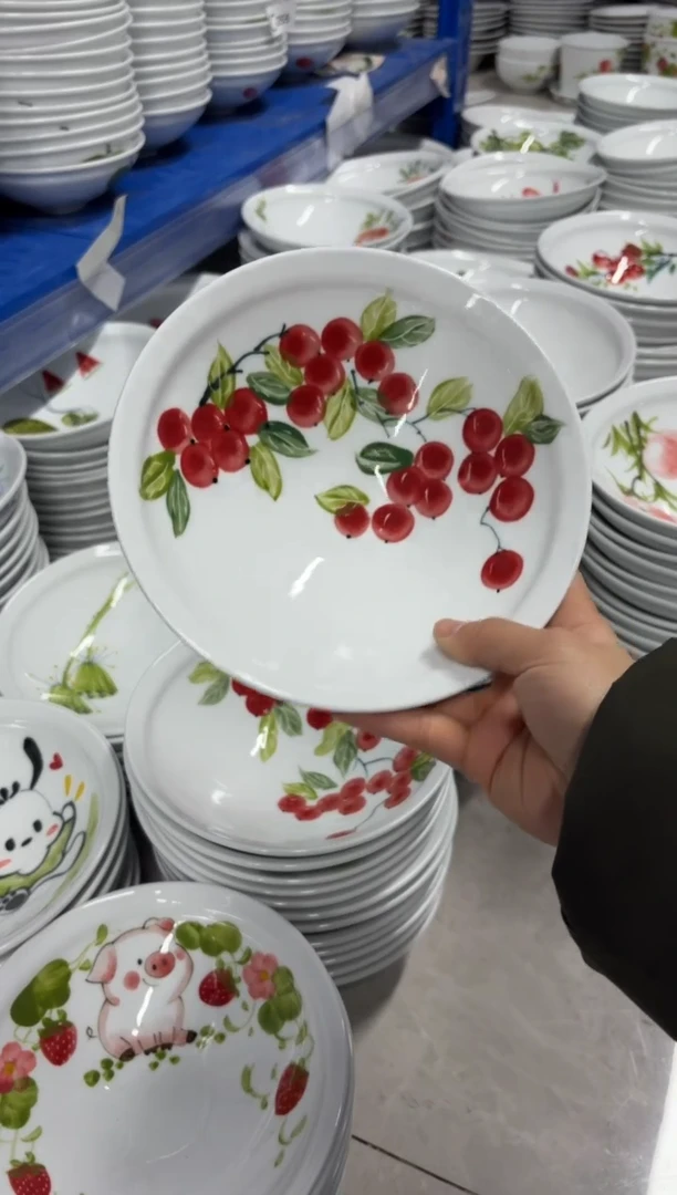 景德镇高温陶瓷食品级手绘釉中彩-大斗笠碗