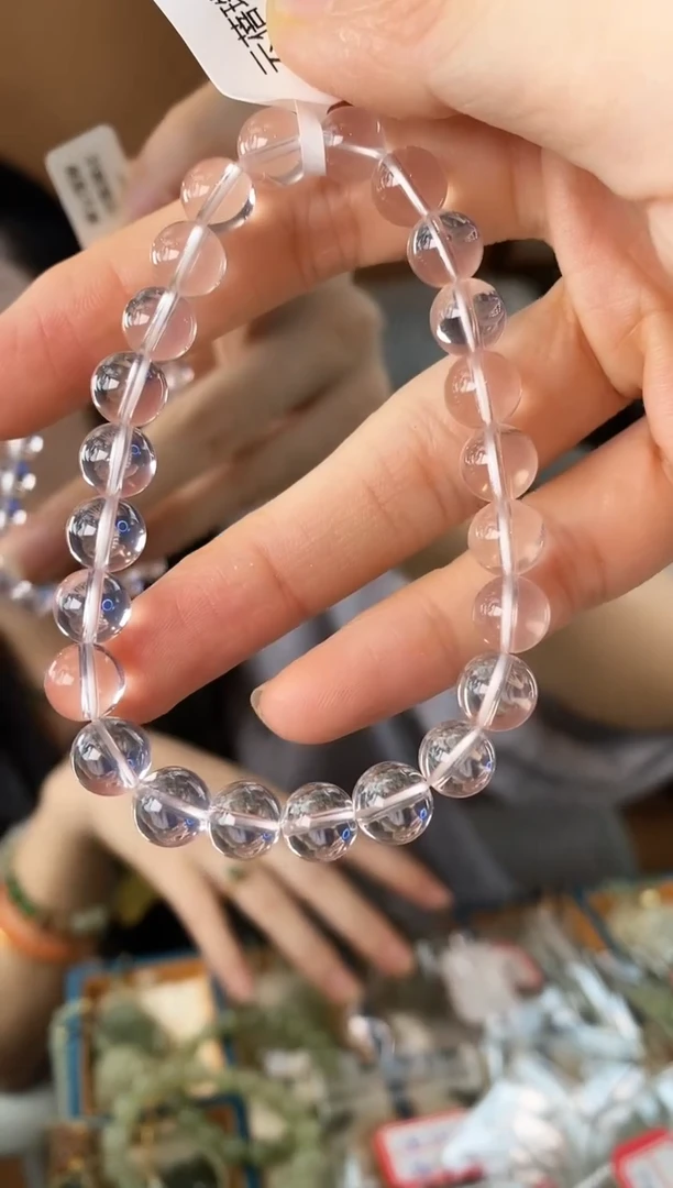 颈饰未镶嵌和田玉莫,粉,水,晶-8MM