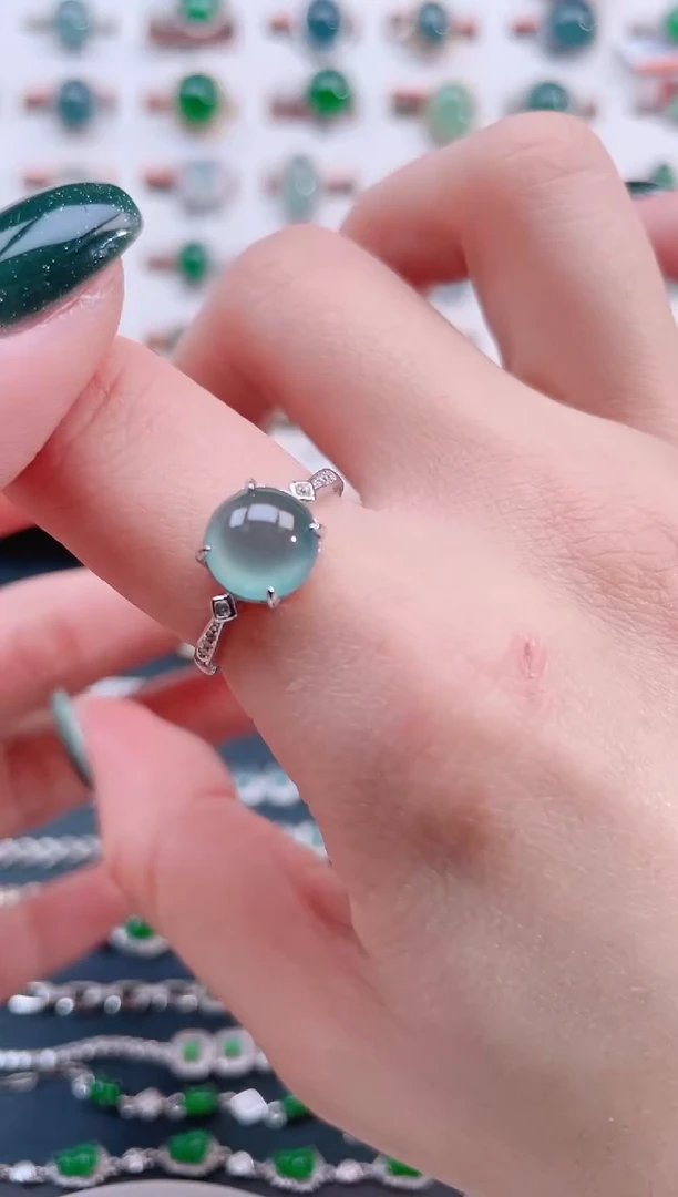 银S925镶嵌戒指翡翠天然翡翠