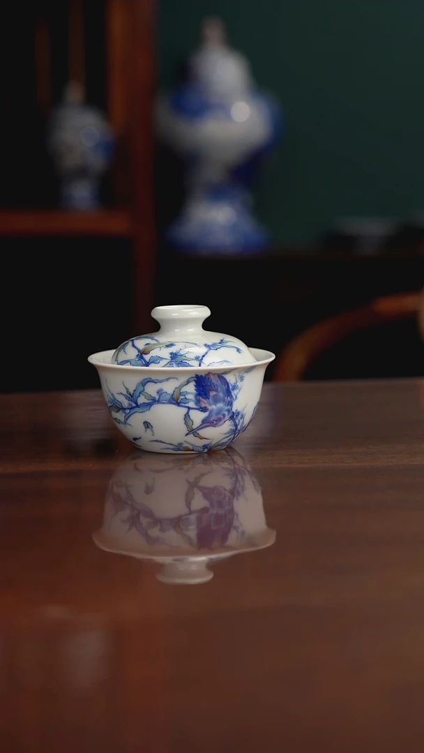 空山明月 新斗彩 单翠