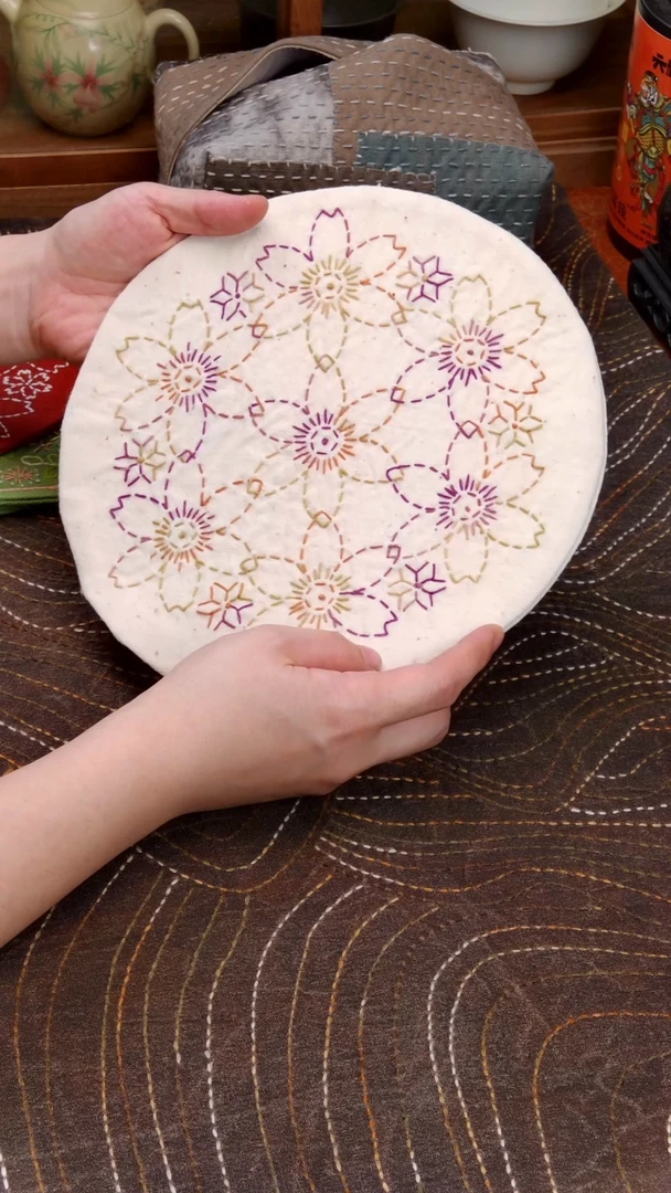 紫砂无 Cici手作刺子绣茶席-399