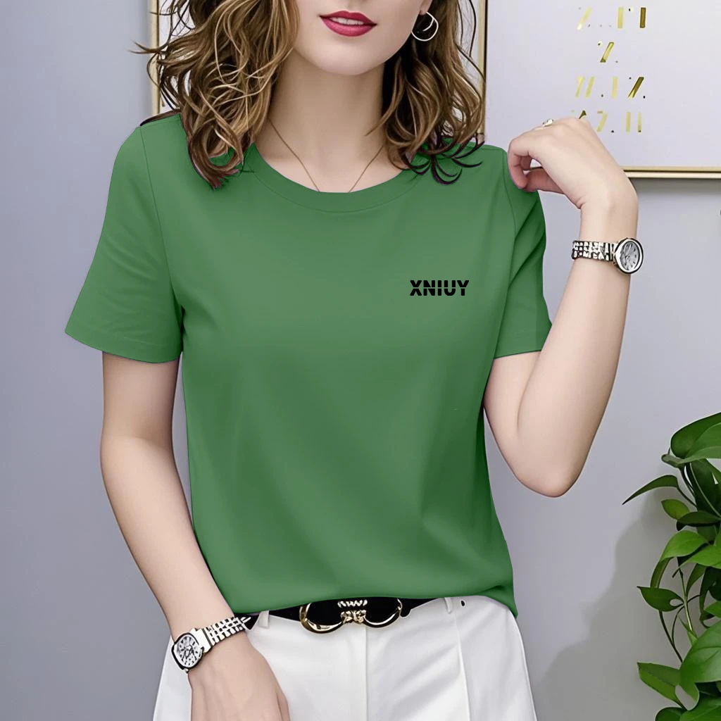 宽松大码圆领印花时尚休闲百搭显瘦2025新款夏季短袖t恤女士上衣